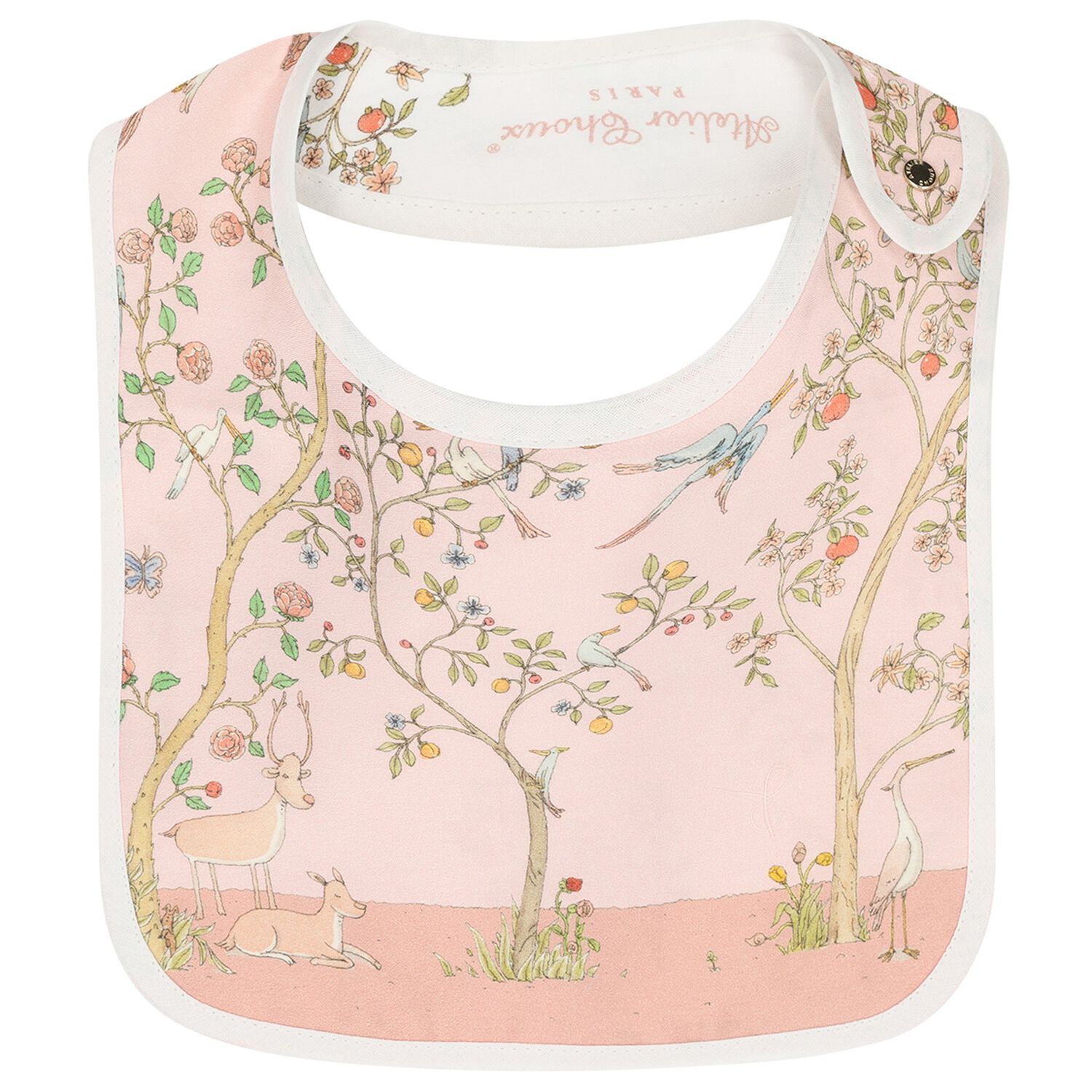 Baby Girls Pink & Ivory In Bloom Bib, 1, hi-res